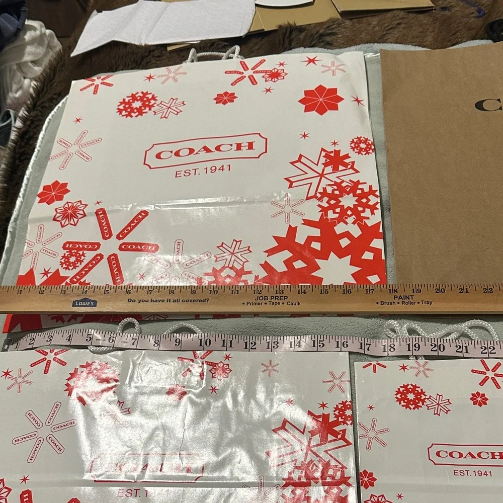 5 Coach Red Gift Bags & 2 Gift Boxes